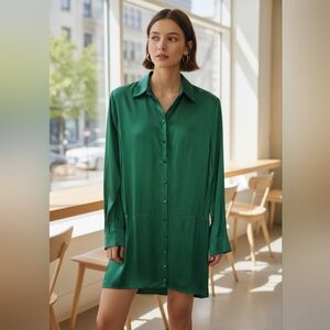 Elegant Green Button-Up Shirt